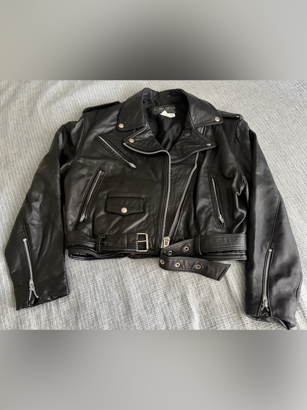 Black Leather Biker Jacket by Cole Haan